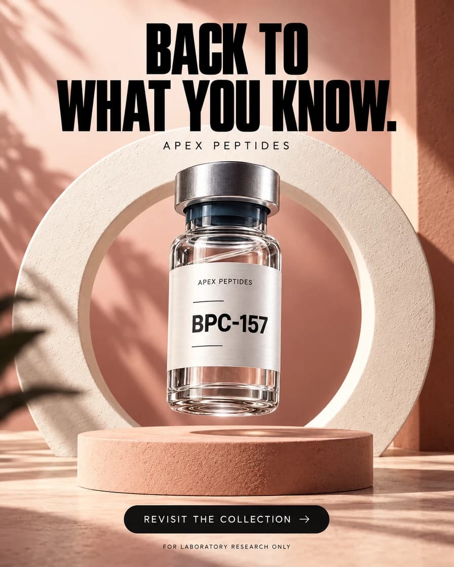 BPC-157 research compound creative concept: Back to what you know.