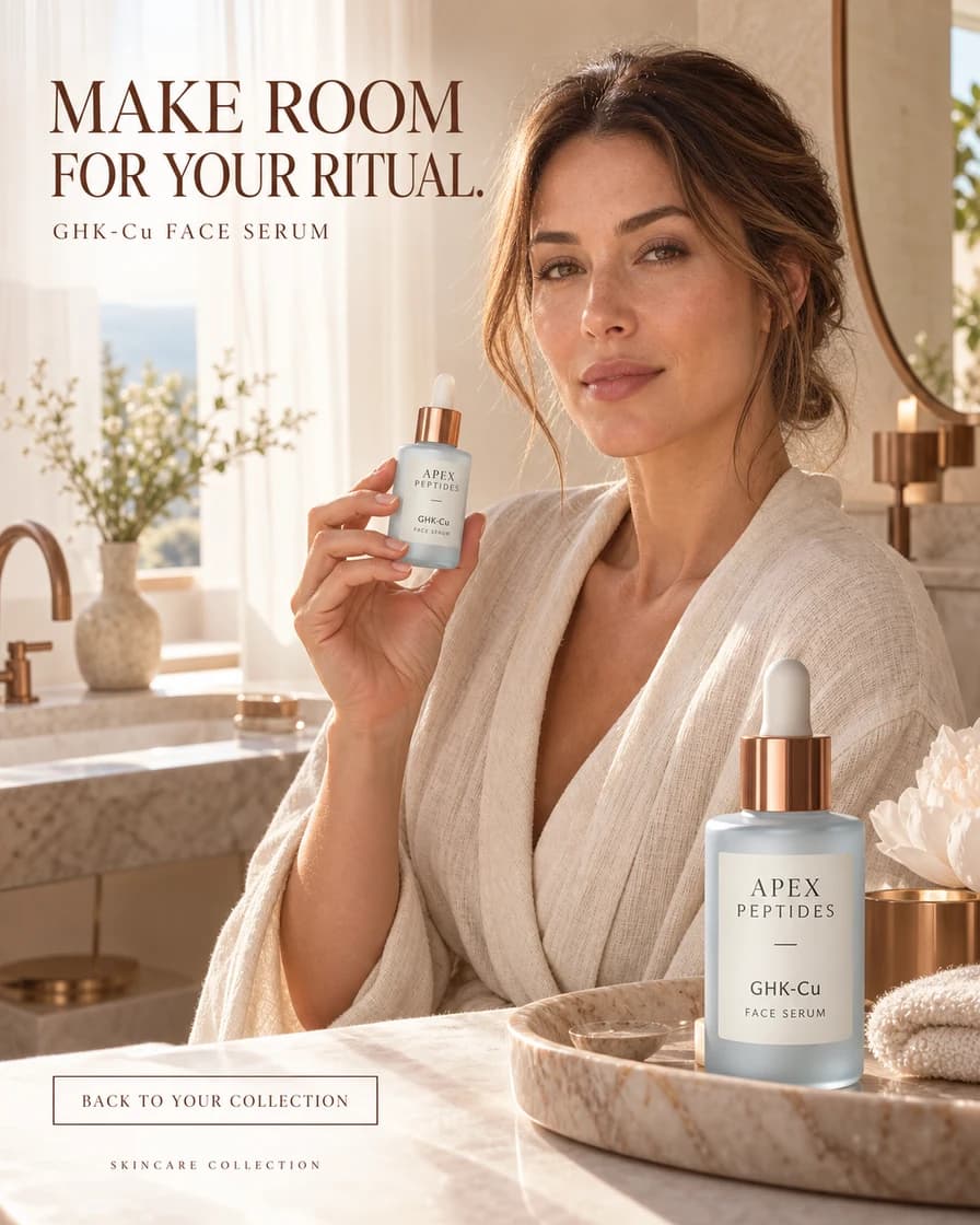 GHK-Cu skincare serum creative concept: Make room for your ritual.